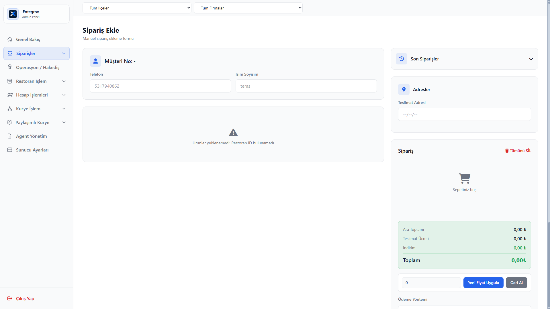 Admin Panel Raporlar